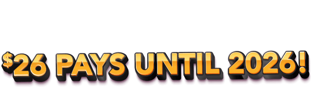 Your coupon is on its way to your inbox! $26 pays until 2026!! Check your email for your coupon.