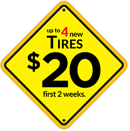 Upto 4 new tires $20 first 2 weeks